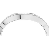 White gold Curved Pavé Diamond Milgrain Band with Round Brilliant Stones_16
