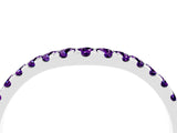 White gold Curved Pavé Round Amethyst Wedding Band with Shared Prong Setting_10