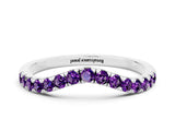 White gold Curved Pavé Round Amethyst Wedding Band with Shared Prong Setting_6