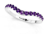 White gold Curved Pavé Round Amethyst Wedding Band with Shared Prong Setting_7