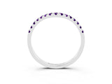 White gold Curved Pavé Round Amethyst Wedding Band with Shared Prong Setting_9