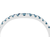 10K White Gold Curved Pavé Round Aquamarine Wedding Band with Shared Prong Setting