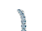 10K White Gold Curved Pavé Round Aquamarine Wedding Band with Shared Prong Setting