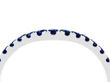 White gold Curved Pavé Round Blue Sapphire Wedding Band with Shared Prong Setting_10