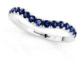 White gold Curved Pavé Round Blue Sapphire Wedding Band with Shared Prong Setting_7