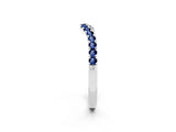 White gold Curved Pavé Round Blue Sapphire Wedding Band with Shared Prong Setting_8