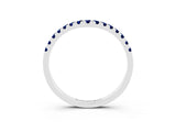White gold Curved Pavé Round Blue Sapphire Wedding Band with Shared Prong Setting_9