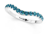 White gold Curved Pavé Round Blue Topaz Wedding Band with Shared Prong Setting_7