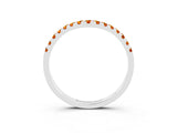 White gold Curved Pavé Round Citrine Wedding Band with Shared Prong Setting_9