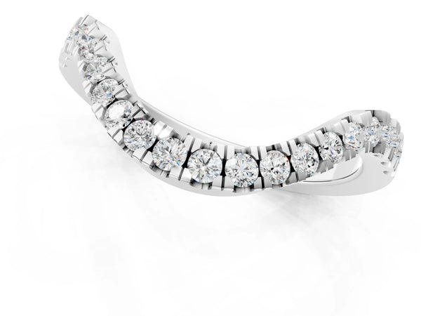 Platinum Curved Pavé Round Diamond Eternity Band with Shared Prong Setting