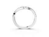 White gold Curved Pavé Round Diamond Eternity Band with Shared Prong Setting_12