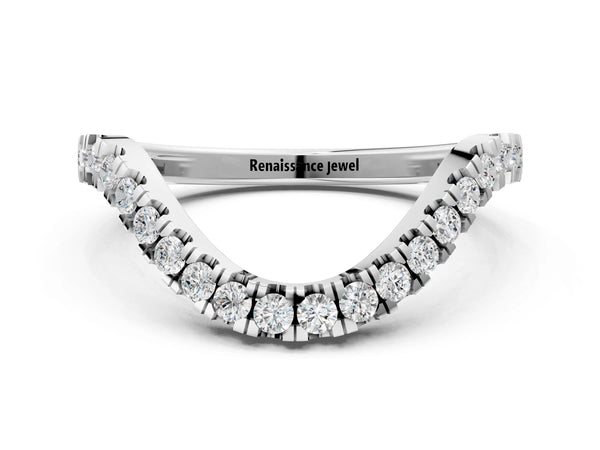 Platinum Curved Pavé Round Diamond Eternity Band with Shared Prong Setting