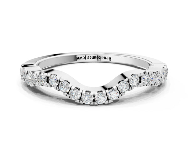Platinum Curved Pavé Round Diamond Eternity Band with U-Prong Setting