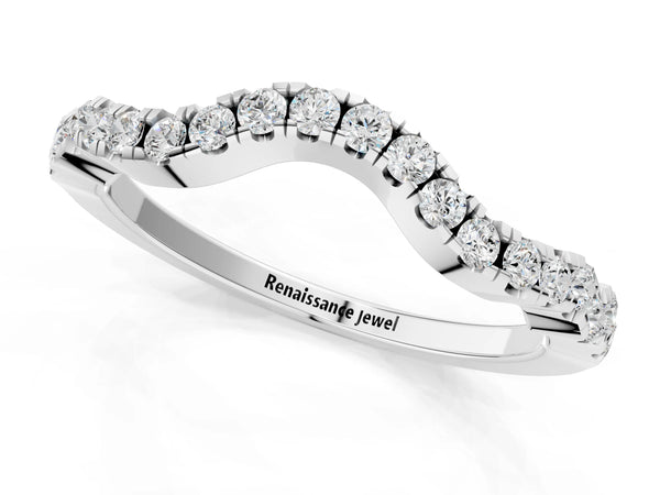 Platinum Curved Pavé Round Diamond Eternity Band with U-Prong Setting