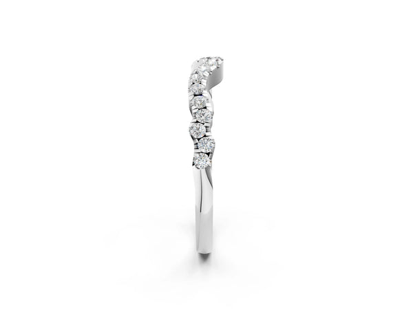 White gold Curved Pavé Round Diamond Eternity Band with U-Prong Setting