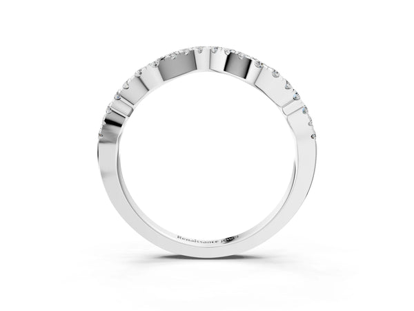 Platinum Curved Pavé Round Diamond Eternity Band with U-Prong Setting