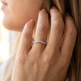 White gold Curved Pavé Round Diamond Wedding Band with Shared Prong Setting_123