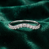 White gold Curved Pavé Round Diamond Wedding Band with Shared Prong Setting_124