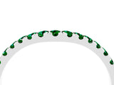 White gold Curved Pavé Round Emerald Wedding Band with Shared Prong Setting_10