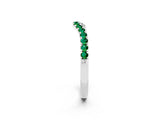White gold Curved Pavé Round Emerald Wedding Band with Shared Prong Setting_8