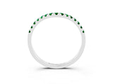 White gold Curved Pavé Round Emerald Wedding Band with Shared Prong Setting_9