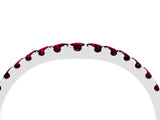 White gold Curved Pavé Round Garnet Wedding Band with Shared Prong Setting_10