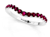 White gold Curved Pavé Round Garnet Wedding Band with Shared Prong Setting_7