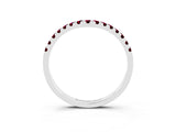 White gold Curved Pavé Round Garnet Wedding Band with Shared Prong Setting_9