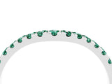White gold Curved Pavé Round Green Sapphire Wedding Band with Shared Prong Setting_10