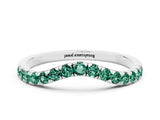White gold Curved Pavé Round Green Sapphire Wedding Band with Shared Prong Setting_6