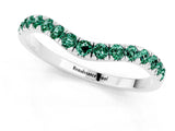 White gold Curved Pavé Round Green Sapphire Wedding Band with Shared Prong Setting_7