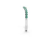 White gold Curved Pavé Round Green Sapphire Wedding Band with Shared Prong Setting_8