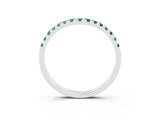 White gold Curved Pavé Round Green Sapphire Wedding Band with Shared Prong Setting_9