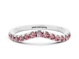 White gold Curved Pavé Round Morganite Wedding Band with Shared Prong Setting_6