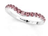 White gold Curved Pavé Round Morganite Wedding Band with Shared Prong Setting_7