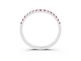 White gold Curved Pavé Round Morganite Wedding Band with Shared Prong Setting_9