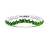 White gold Curved Pavé Round Peridot Wedding Band with Shared Prong Setting_6