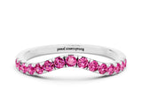 White gold Curved Pavé Round Pink Sapphire Wedding Band with Shared Prong Setting_18