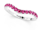 White gold Curved Pavé Round Pink Sapphire Wedding Band with Shared Prong Setting_19