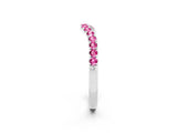 White gold Curved Pavé Round Pink Sapphire Wedding Band with Shared Prong Setting_20