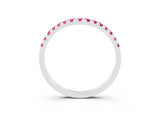 White gold Curved Pavé Round Pink Sapphire Wedding Band with Shared Prong Setting_21