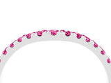 White gold Curved Pavé Round Pink Sapphire Wedding Band with Shared Prong Setting_22