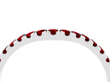 White gold Curved Pavé Round Ruby Wedding Band with Shared Prong Setting_10