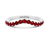 White gold Curved Pavé Round Ruby Wedding Band with Shared Prong Setting_6