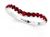 White gold Curved Pavé Round Ruby Wedding Band with Shared Prong Setting_7