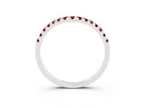 White gold Curved Pavé Round Ruby Wedding Band with Shared Prong Setting_9