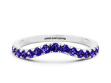 White gold Curved Pavé Round Tanzanite Wedding Band with Shared Prong Setting_6