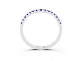 White gold Curved Pavé Round Tanzanite Wedding Band with Shared Prong Setting_9