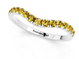 White gold Curved Pavé Round Yellow Sapphire Wedding Band with Shared Prong Setting_19
