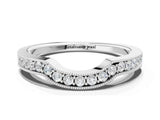 White gold Curved Round Diamond Band with Milgrain Pavé Setting_12